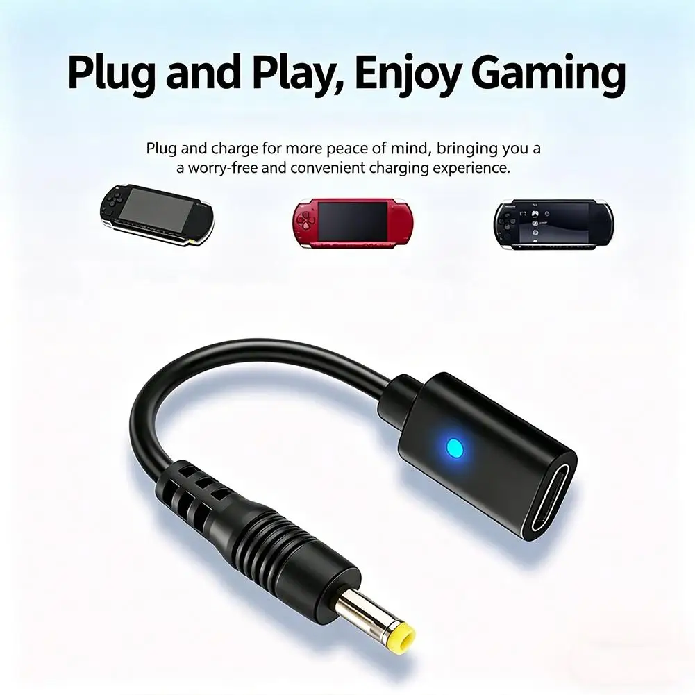 USB C-DC 충전 케이블 (PSP 1000, 2000, 3000용) 타입 C LED 변..