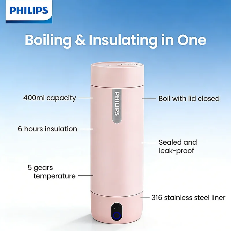 غلاية كهربائية ذكية من فيليبس للسفر مع تحكم في درج...