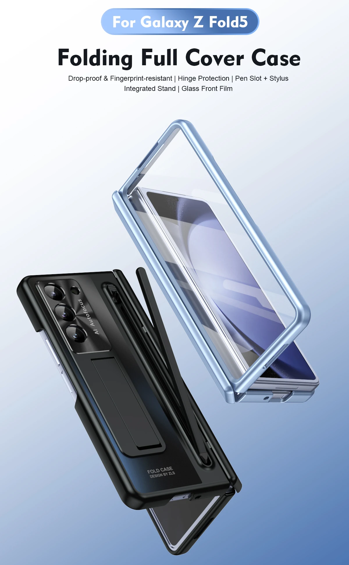 For Samsung Galaxy Z Fold 6 5 4 5G Case Plating Hinge With S Pen 360 Full Screen Protector AG Matte Shockproof Kickstand Cover | Gaffar India