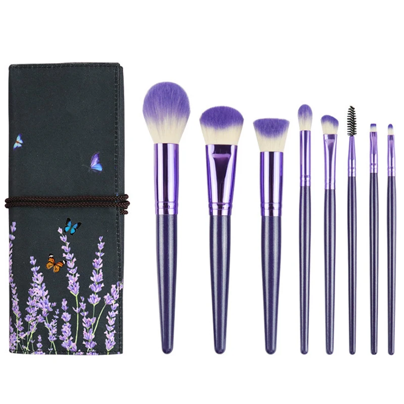 

High Quality 8Pcs Purple Soft Fluffy Makeup Brushes Set For Cosmetics Foundation Blush Powder Eyeshadow Makeup Brush Beauty Tool