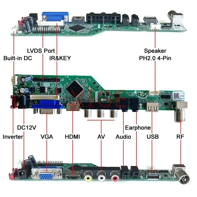 LCD Controller Driver Board Fit LTN156HT01 B156HB01 1920*1080 40 Pin LVDS Analog TV VGA+HDMI+AV+USB DIY Kit 15.6