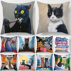 Cartoon Cat Series Pillow Gift Home Office Decoration Bedroom Sofa Car Cushion Cover