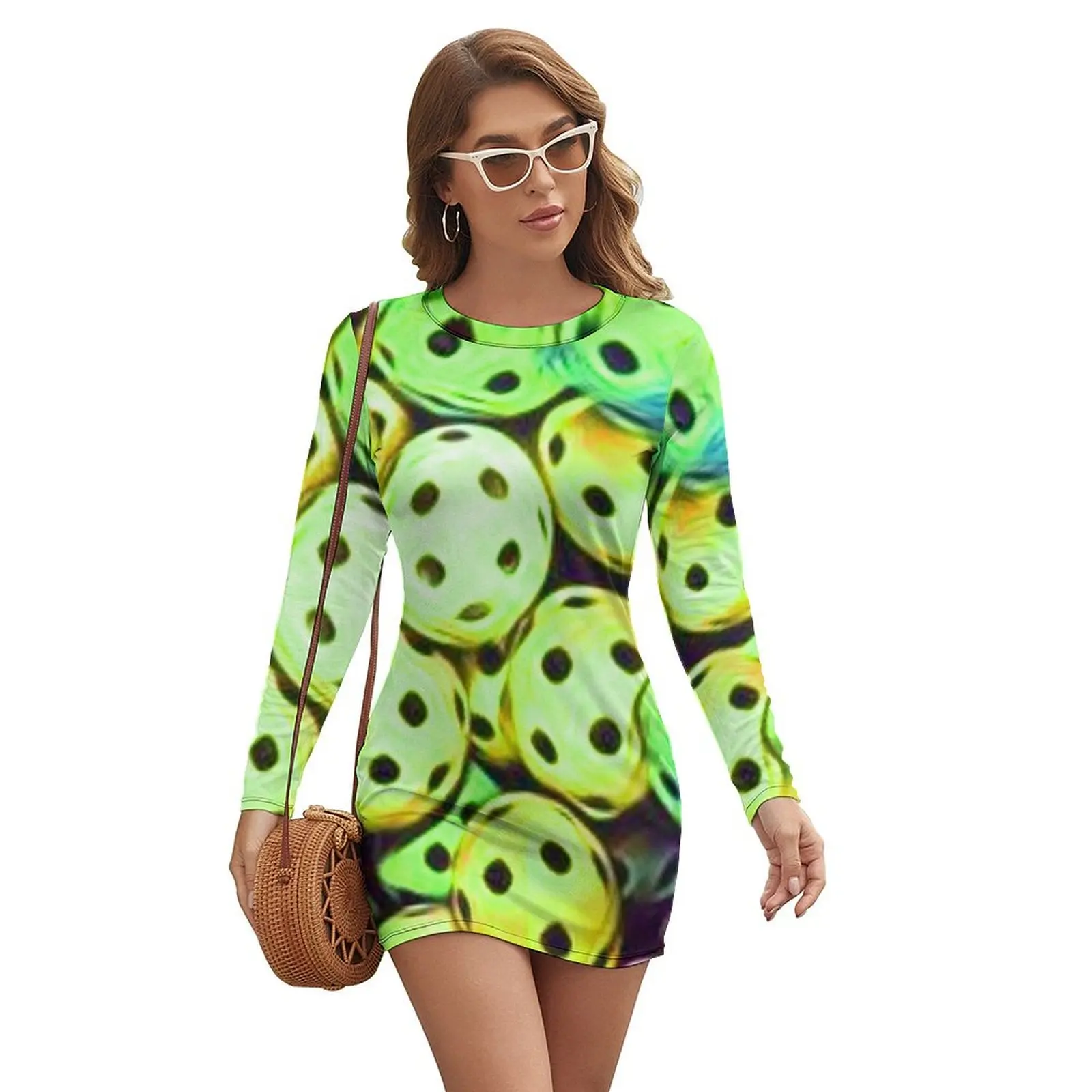 

Pickleball Yellow Balls Sport Fun Long-sleeved Dress Women's summer suit Summer women's clothing
