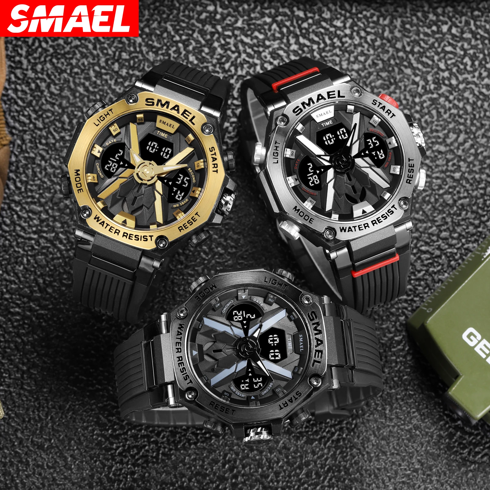 SMAEL 8087 alloy men's multifunctional sports waterproof electronic watch 4