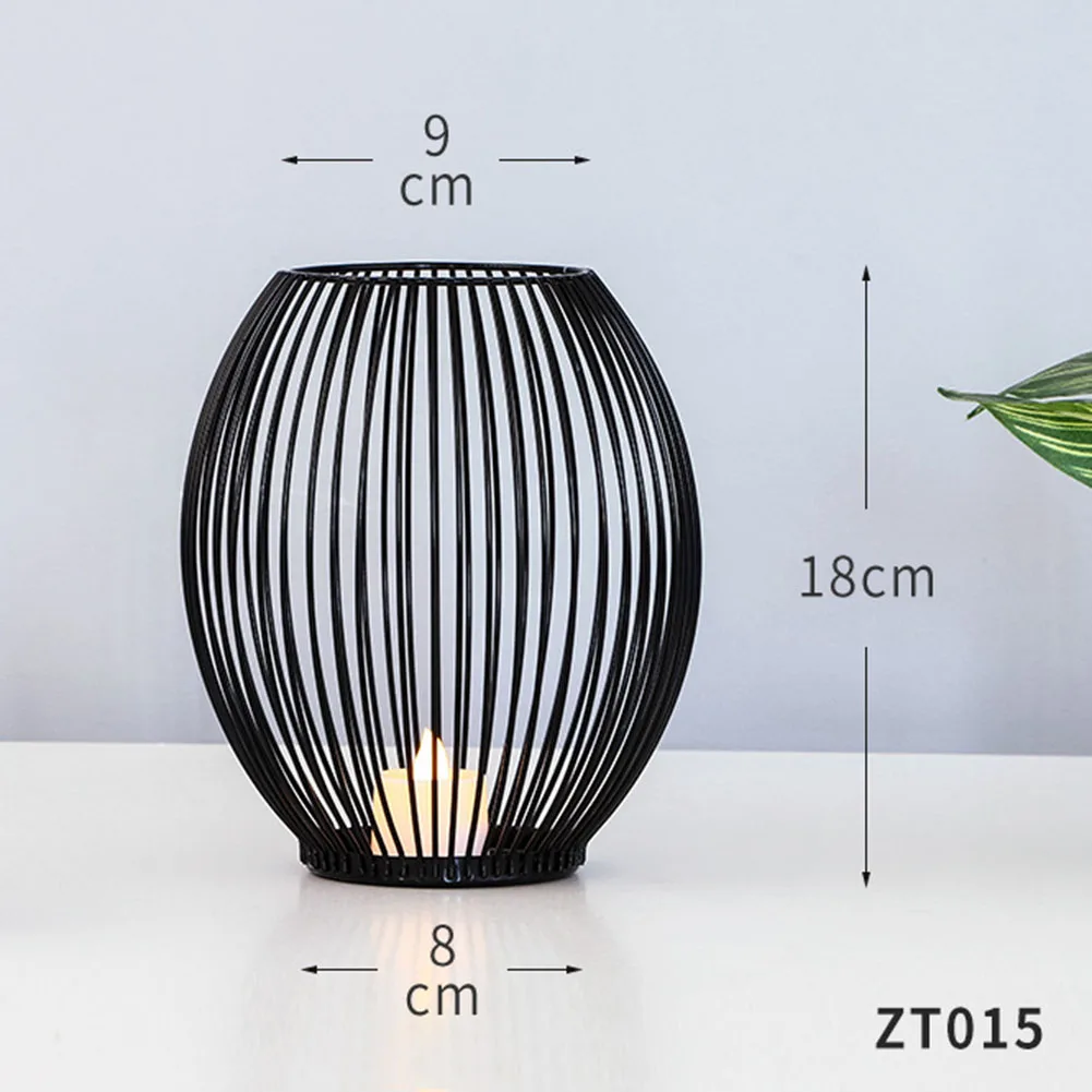 1PCS Matte Black Oval Candle Holder Stand Iron Versatile Desktop Decorations For Home Events Parties Wedding Gift For Friends