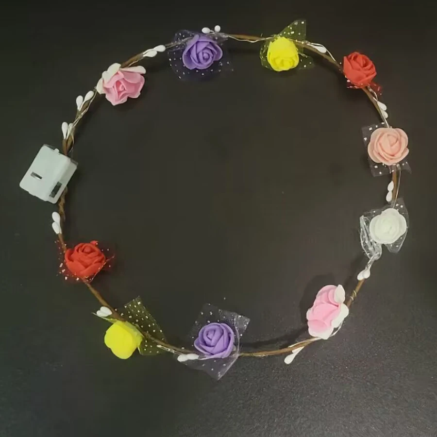 Guirlande Lumineuse,Fête De Mariage Couronne Fleur Bandeau Lumière LED