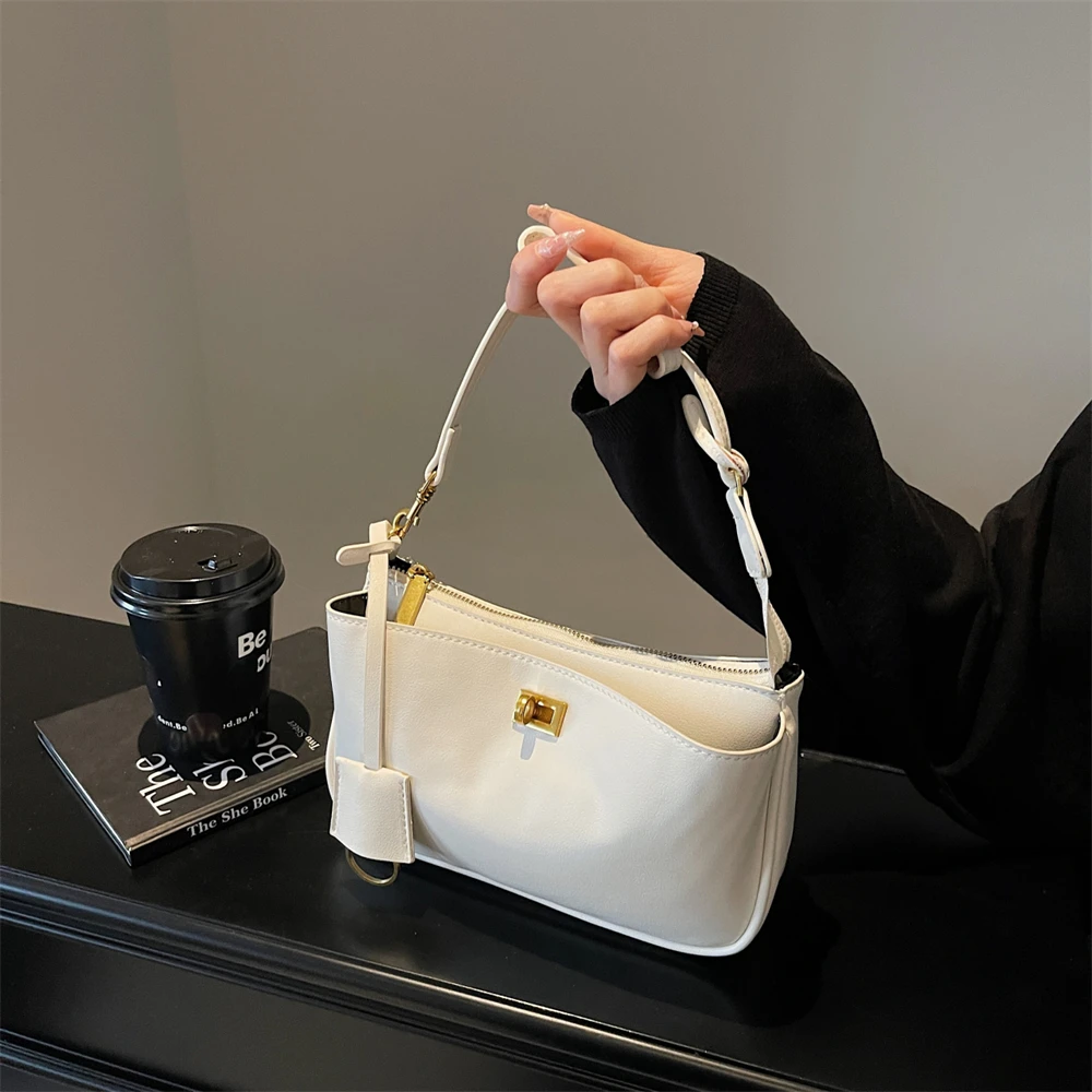 Luxury Women's Shoulder Bag With Dual Straps And Locker Closure_voghion.com