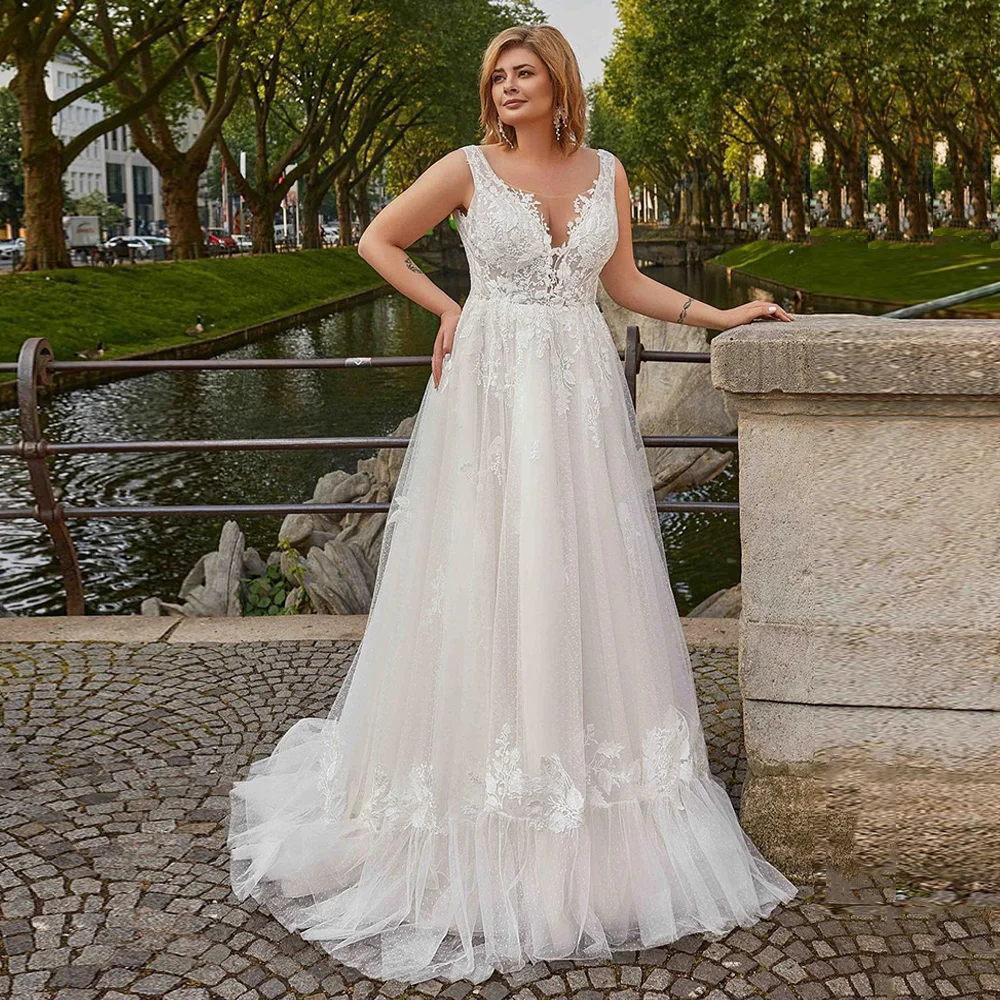 

Vintage Lace Wedding Dress Plus Size Sexy V Neck Vestidos De Novia Appliques Vestido De Noiva Lace Robe De Mariée