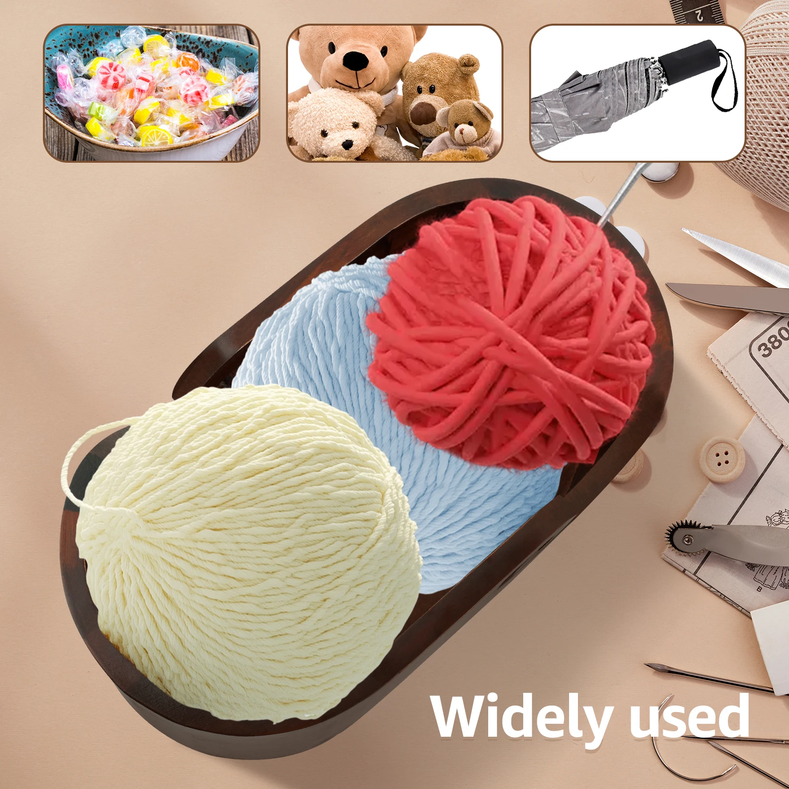 Wooden Yarn Bowl Crochet Organizer Yarn Bowl Wire Ball Woolen Knitting Storage Basket for Handmade DIY Knitting Crochet Skeins