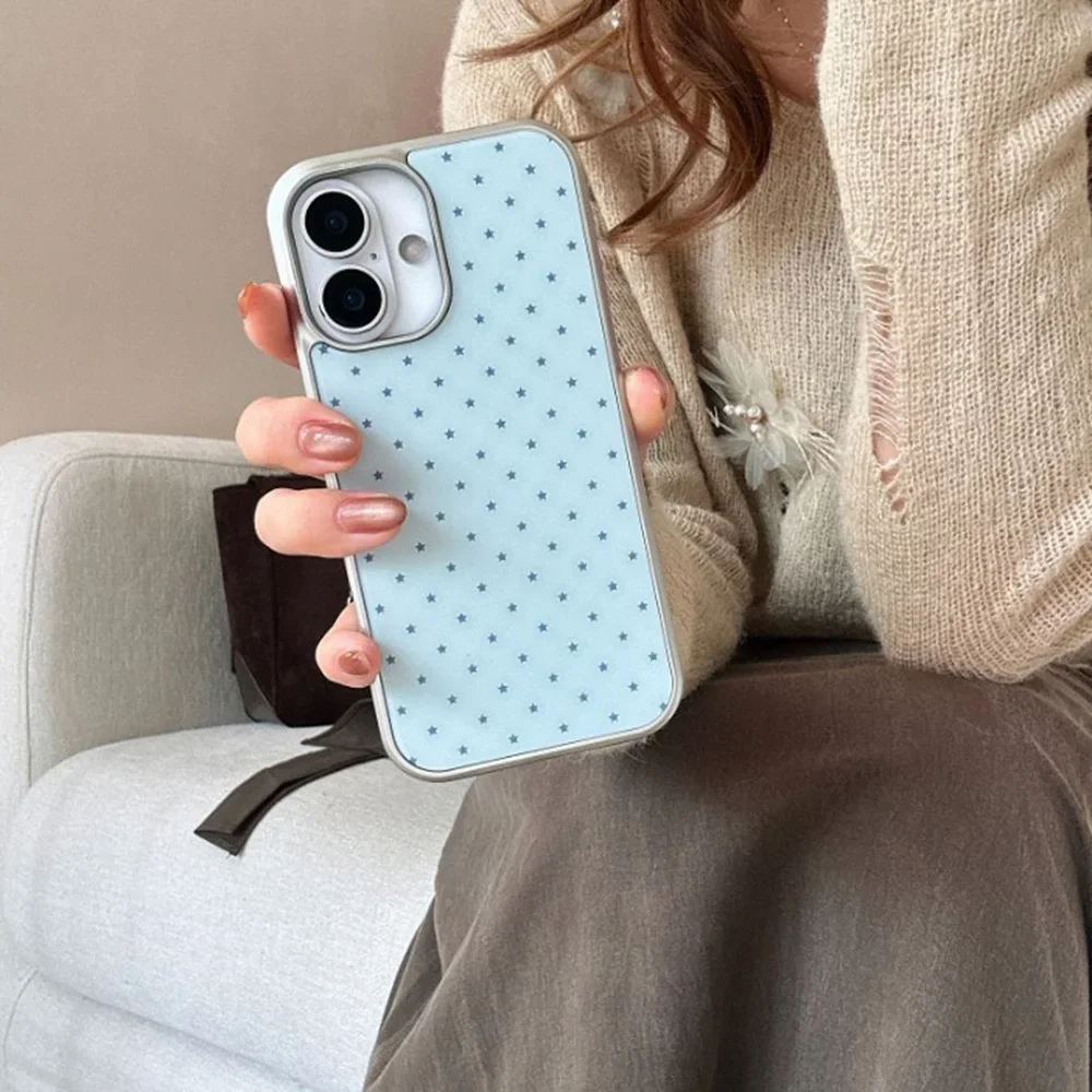 Full Screen Blue Stars Electroplated Drip Glue Phone Case - Creative Cover