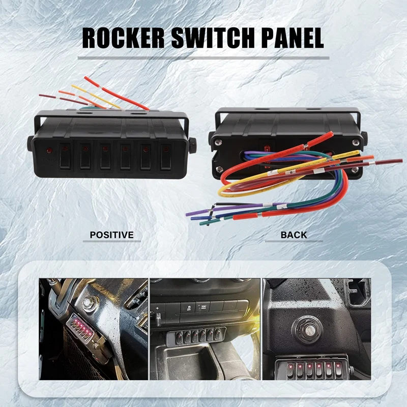 LED 조명 장착 로커 스위치 박스, 자동차 보트 해양 SUV용 스위치 패널, 6 갱, 12-24V, 80A
