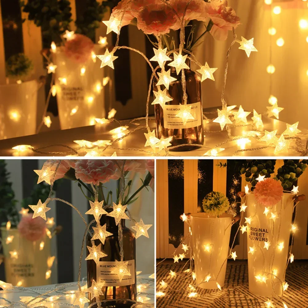 LED Star String Lights, Battery & USB Powered, 1.5m/3m – Perfect for Christmas, Weddings, Parties, and Home Decor