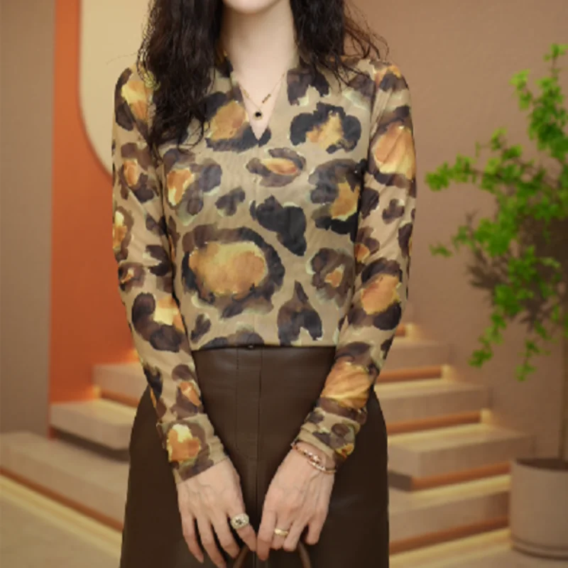 2023 New Women's Clothing V-Neck Long Sleeve Gauze Spring Autumn Slim Elegant Fashion Office Lady Gingham Urban Shirt
