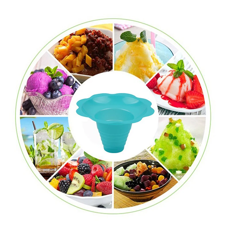 20Pcs Disposable Yogurt Cups Snow Cone Cups For Ice Cream Smoothie Ice Cream Cup Shaved Sand Bowl Flower Snow Cup