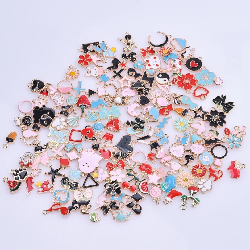 New Kawaii 10PCS/Lot Bulk Random Mix Color Dripping Oil Alloy