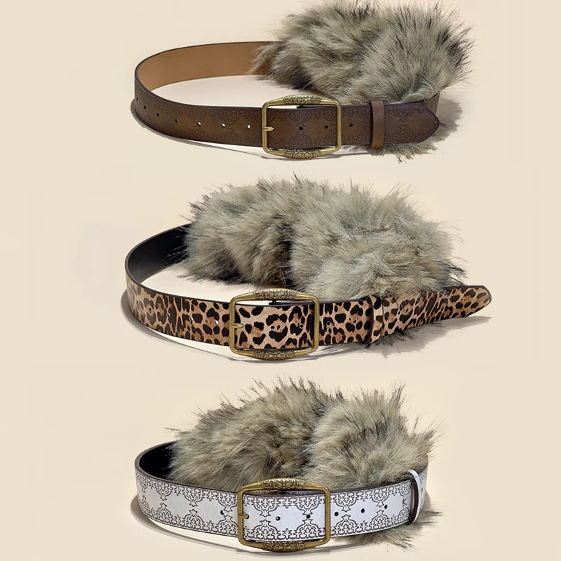 Pelzigen Gürtel Y2k Gürtel Subkultur Herbst Winter Frühling Retro Luxus Plüsch Taille Kette Imitation Pelz Taille Dichtung Hot Girl Sexy Gürtel – Detail 37