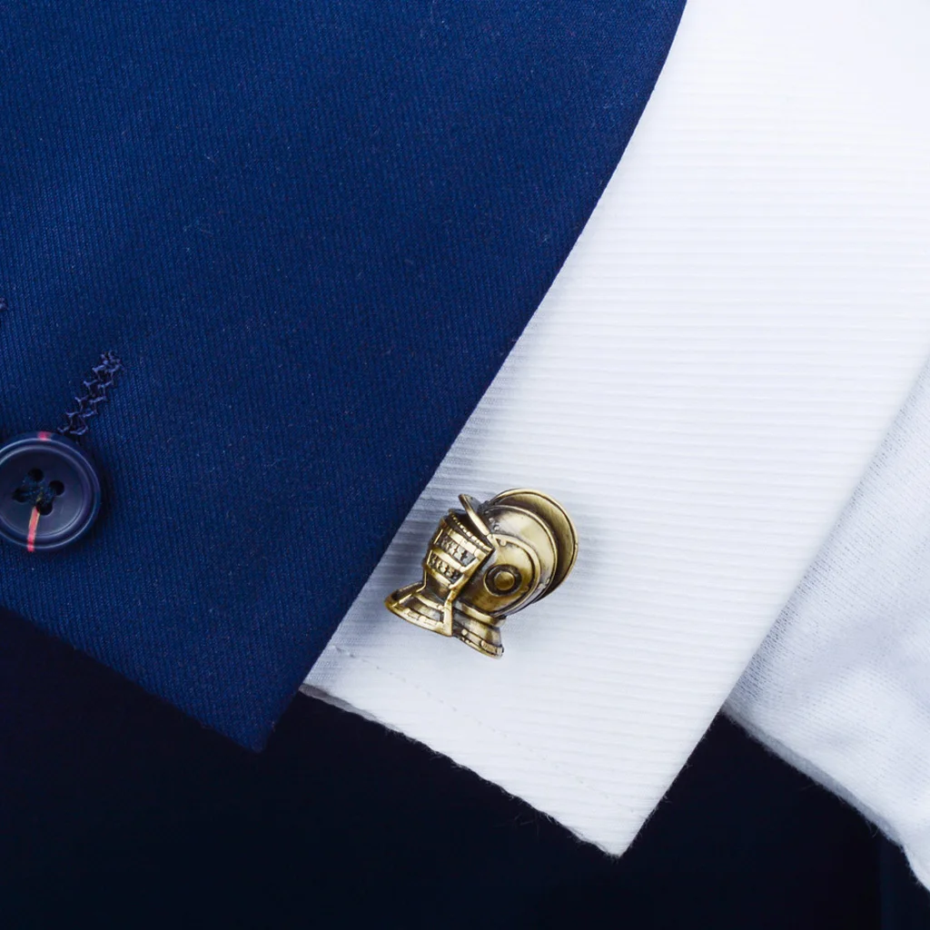 NVT Vintage War Helmet Cufflinks for Mens Shirt High Quality Bronze Cuff Links Father Husband Special Gift Free Engraving Name