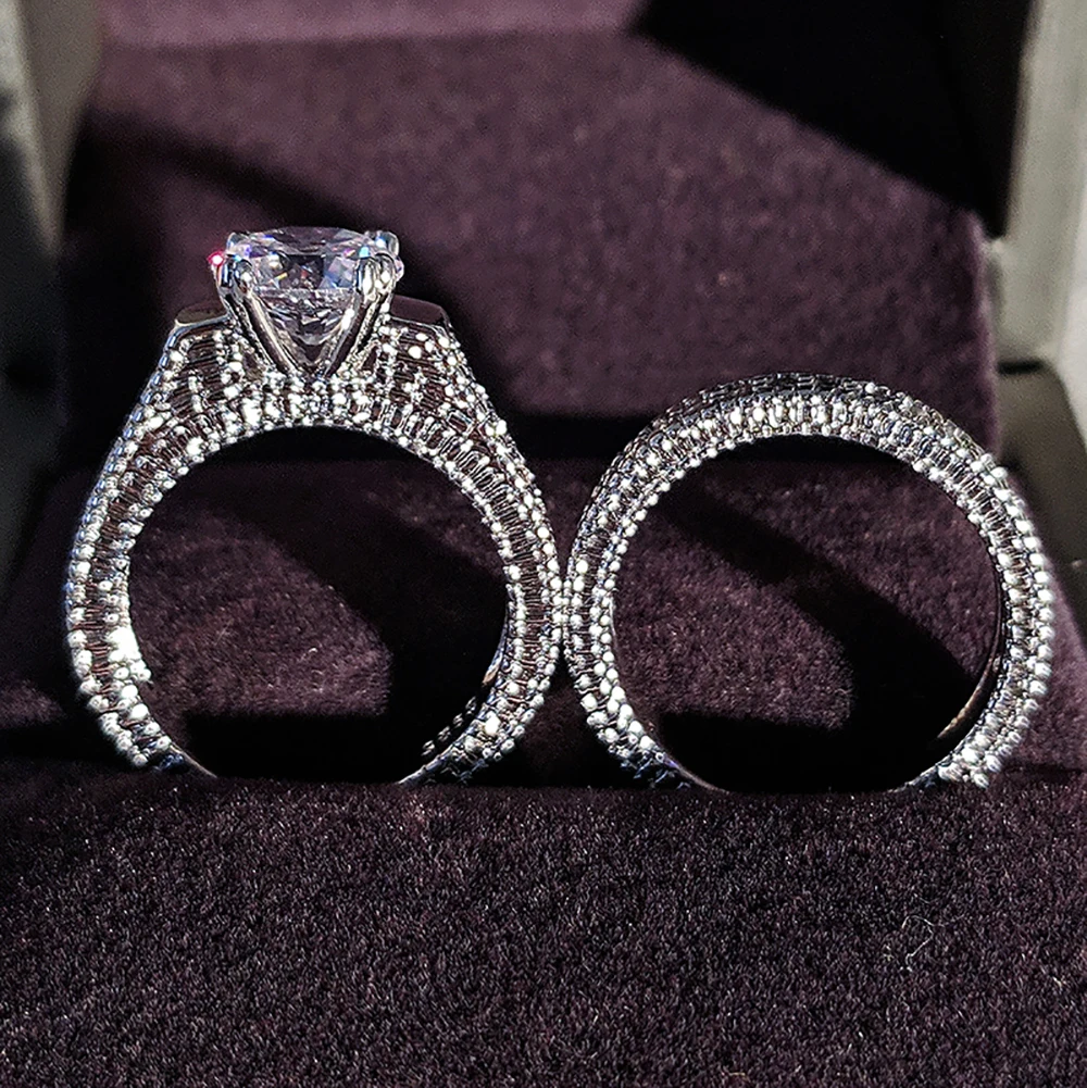 New Design Black Friday New Silver Color Bride Rings Set Bridal