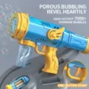 Automatic Electric Bubble Gun 10 Holes Rocket Bubble Machine blower Maker Soap Water with LED Toy for Children Wedding Party 4