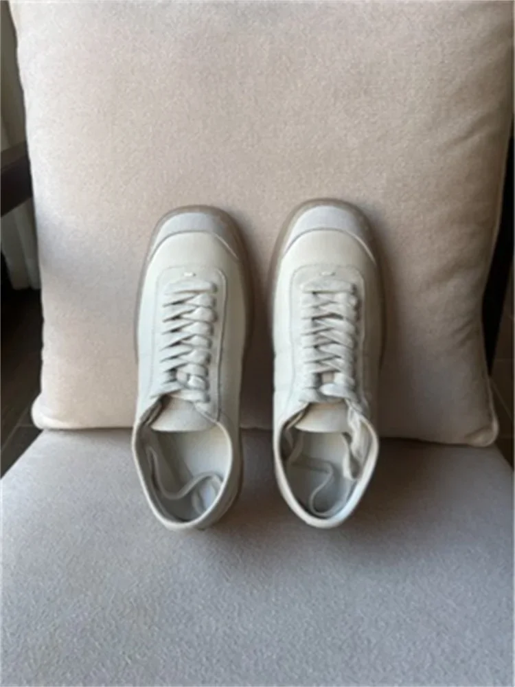 

Women's Board Shoes Square Toe Lace-Up Flat Sports New Simple Casual Sneakers