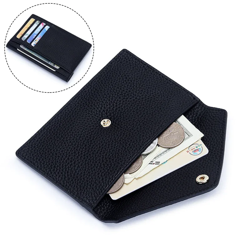 

Тонкий кошелек для женщин из натуральной кожи, маленький кошелек для монет, Роскошный дизайнерский держатель для карт, женские кошельки с узором Личи