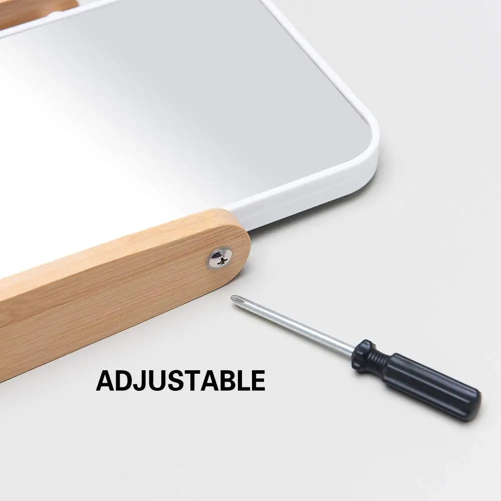 스탠드가 있는 화장대 화장 거울, 1X/3X 배율 양면 회전 조절 가능 휴대용 여행용 화장품 소형 거울