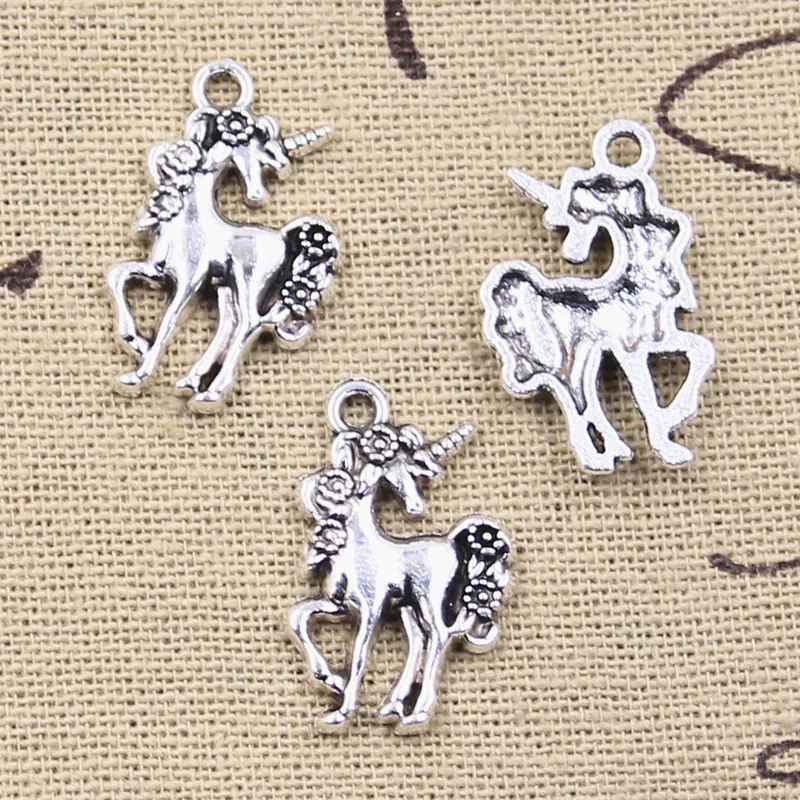 12pcs 매력 말 유니콘 23x15mm 골동품 실버 컬러 도금 펜 던 트 만들기 DIY 수 제 티벳 실버 색상 쥬얼리 찾기