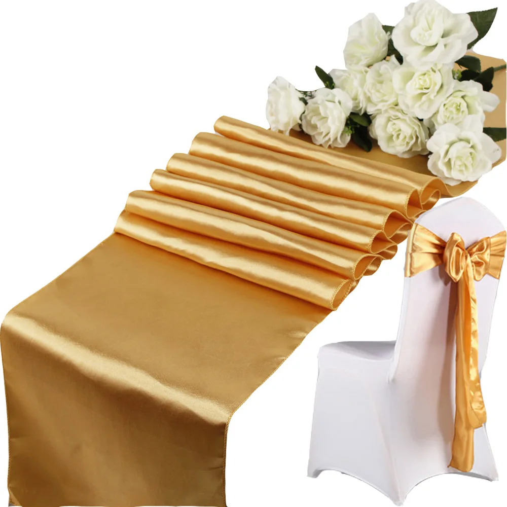 

30x275cm Satin Table Runner Wedding Party Table Cloth Romantic Wedding Banquet Festival Party Hotel Dining Table Decoration
