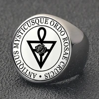 hot selling Ordem Rosacruz AMORC Ring Ordo Rosae Crucis Antiquus Mysticusque Amulet Talisman Laser Cut Stainless Steel Rings 2