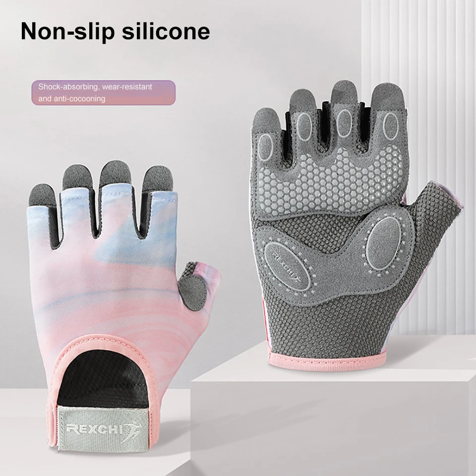 GTUBIKE Half Finger Gloves Yoga Fitness Exercise Anti-slip Shock Absorption Sports Gloves Wear Breathable Anti-cocoon For Women 3
