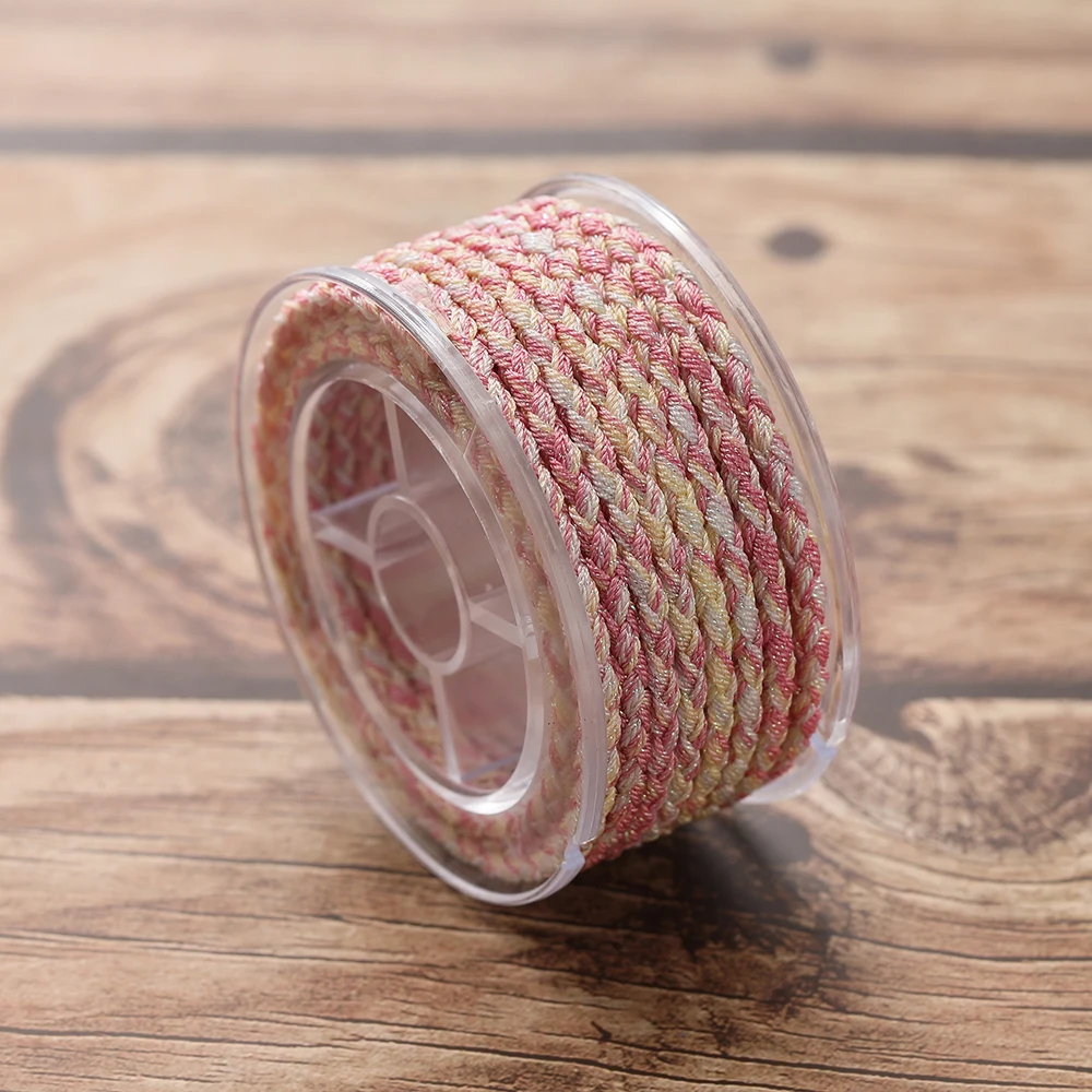 Colorful Braided Polyester Thread Roll – 4m, 3.5mm Diameter – 11 Styles for DIY Jewelry & Crafting