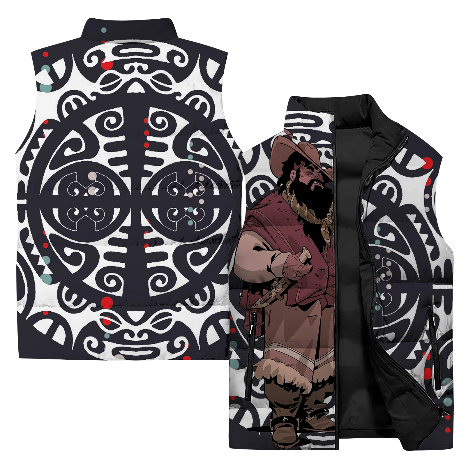 thumbnail image 4 of Chaqueta cortavientos sin mangas para hombre, con estampado de arte abstracto en 3D, para exteriores, para montar en motocicleta, para acampar, para otoño e invierno, 4 of 5