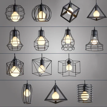 블랙 LED E27 레트로 펜던트 조명 실내 샹들리에 램프 복도 통로 인테리어 매달려 조명기구 홈 주방