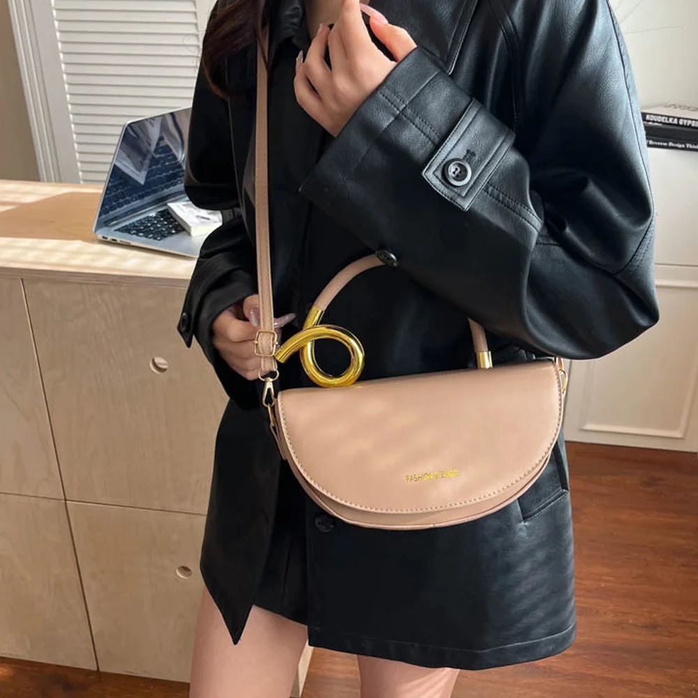 Borsa a tracolla singola stile sella con tracolla, trendy ed elegante, con una texture di alta qualità. Perfetto per - immagine 4