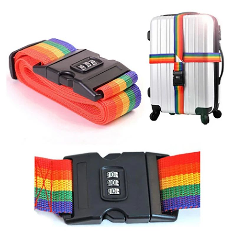 High Quality 2M Rainbow Password Lock Packing Luggage Bag with Luggage Strap 3 Digits Password Lock Buckle Strap Baggage Belts