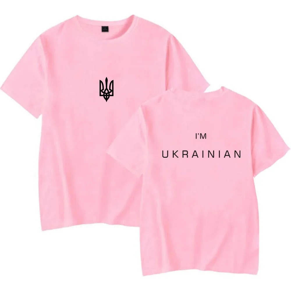 2024 유니섹스 Im Ukrainian 셔츠, 여성용 트라이던트 티셔츠, 앞뒤 프린트 티셔츠, 캐주얼 상의