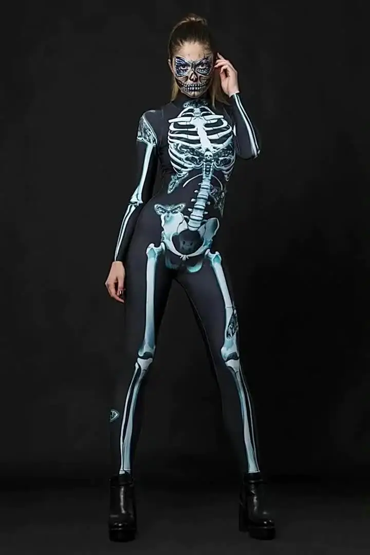NEWUPZSI Halloween jumpsuit kostuum dames skelet overall dames jumpsuit