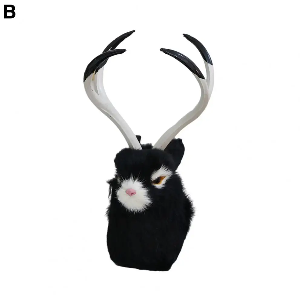 

Simulated Fur Ornament Faux Fur Rabbit Head with Antlers Ultimate Wall Mount Model for Stunning Home Decor Room or Bedroom Home