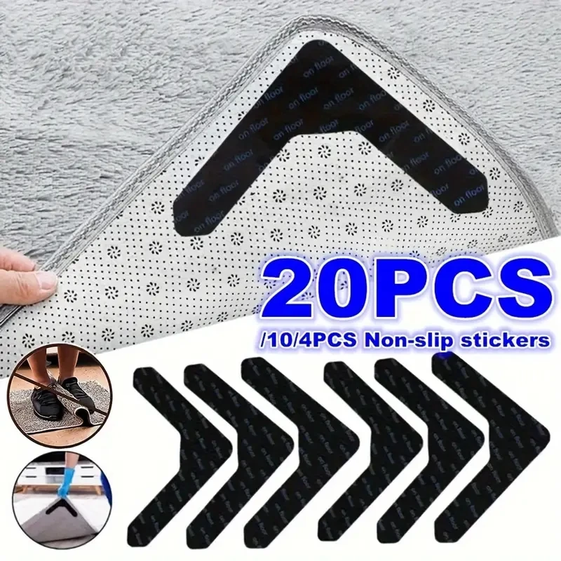 4/10/20pcs Non-Slip Washable Rug Stickers, Hardwood Corner Carpet Prevent Rugs From Moving  Rolling Edges U-shape Carpet Sticker