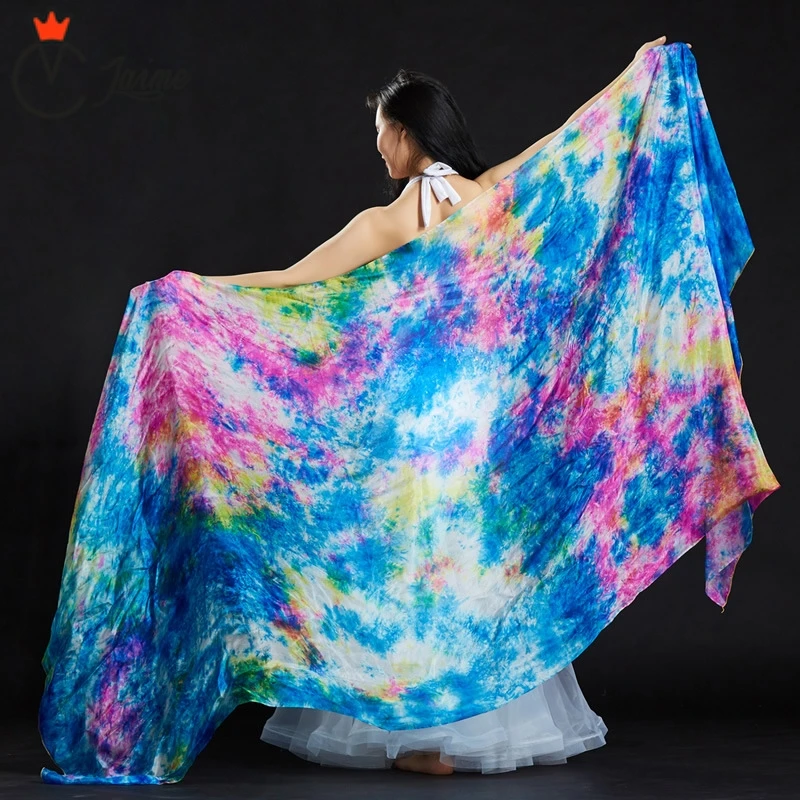 

Belly Dance Silk Veils Stage Performance Dancewear Accessories Tie Dye Texture Veil Shawls Women Scarf Costumes 250*110cm