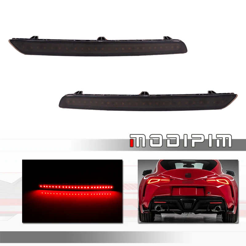 

Smoked Lens Brilliant Red LED Car Rear Bumper Reflector Tail/Brake Lights, Rear Fog Lights For 2020 2021 2022 Toyota GR Supra