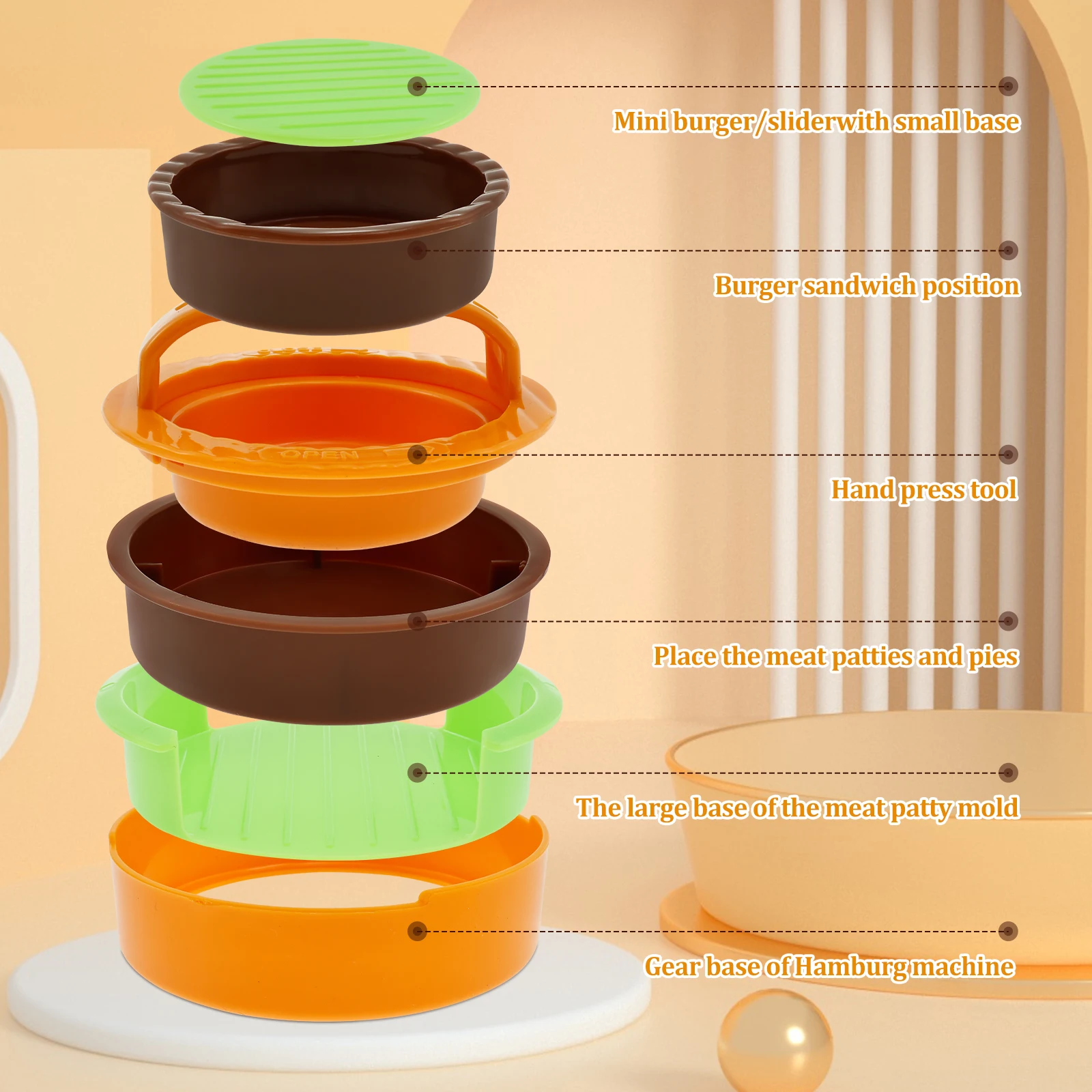 3 in 1 Hamburger Press Patty Maker Efficient Meat Patty Press Even Thickness Burger Tool Easy to Release Burger