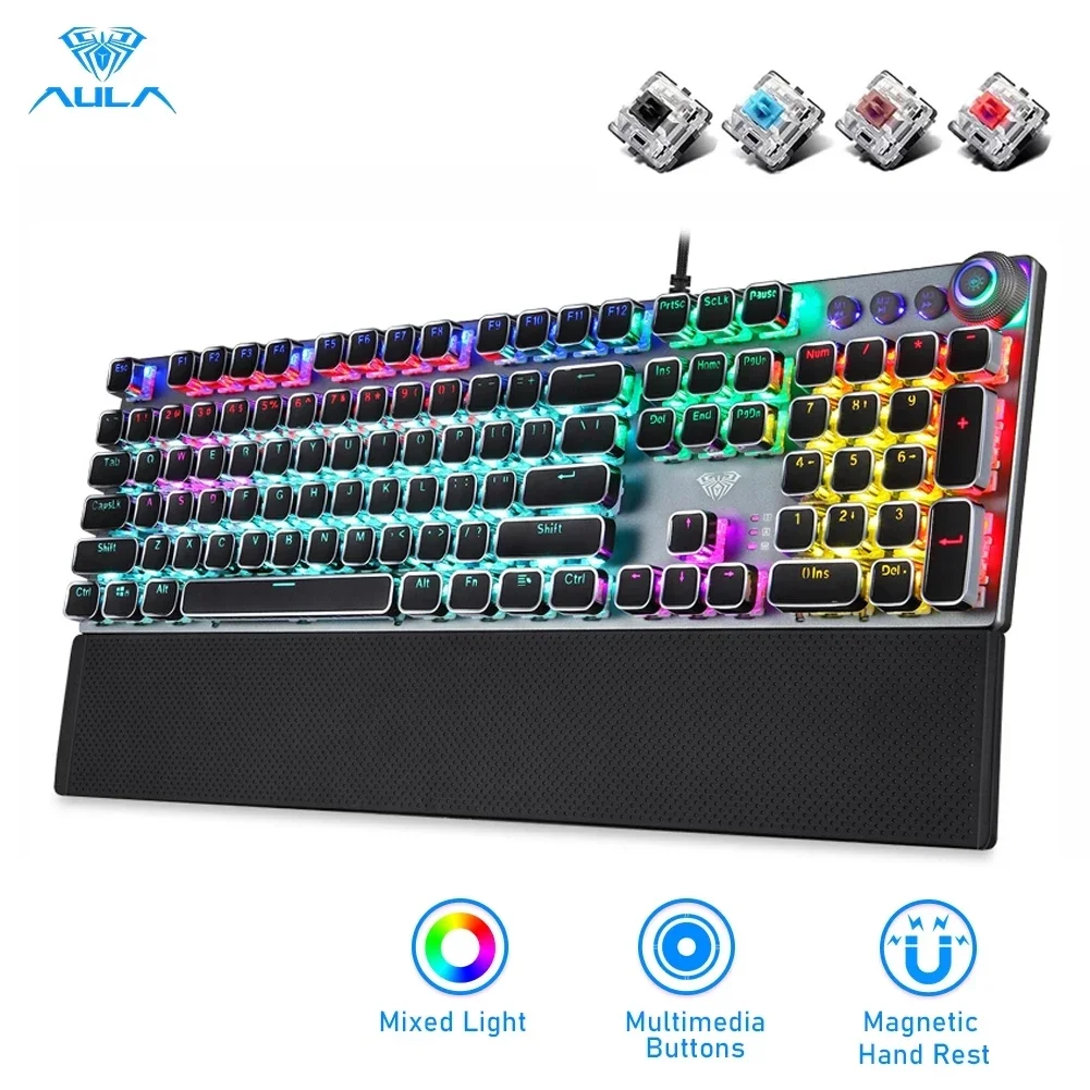 KIMISS Gaming Mechanisch Toetsenbord, Macro Mechanisch Toetsenbord met één Hand, 12 Toetsen Multifunctioneel DIY Programmeerbaar Toetsenbord voor Office Gaming (zwart wit