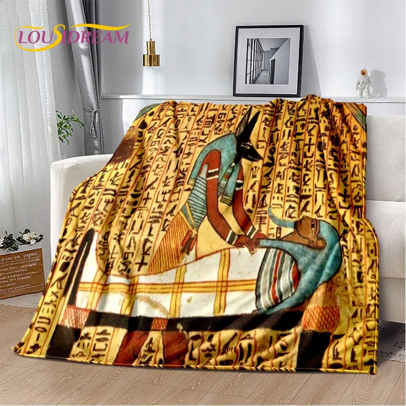 3D Egyptian mythology Pharaoh Hieroglyphics Soft Plush Blanket,Flannel