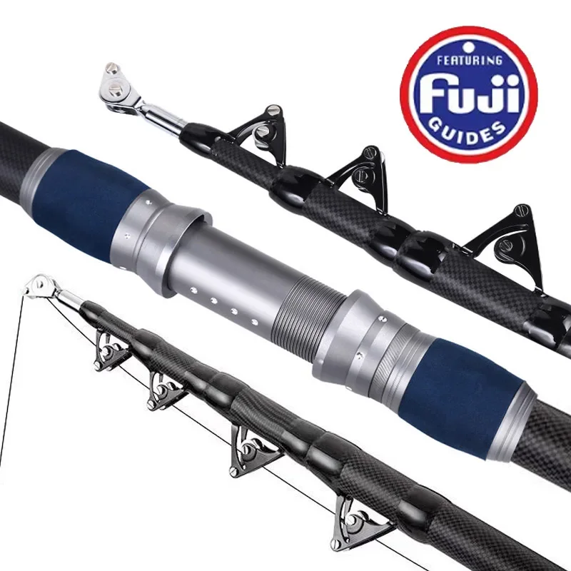 

4.2M Carbon Fishing Rod 50kg above Superhard Long Distance Throwing shot Rod Telescopic Sea Boat Super High Quality Fishing Gear