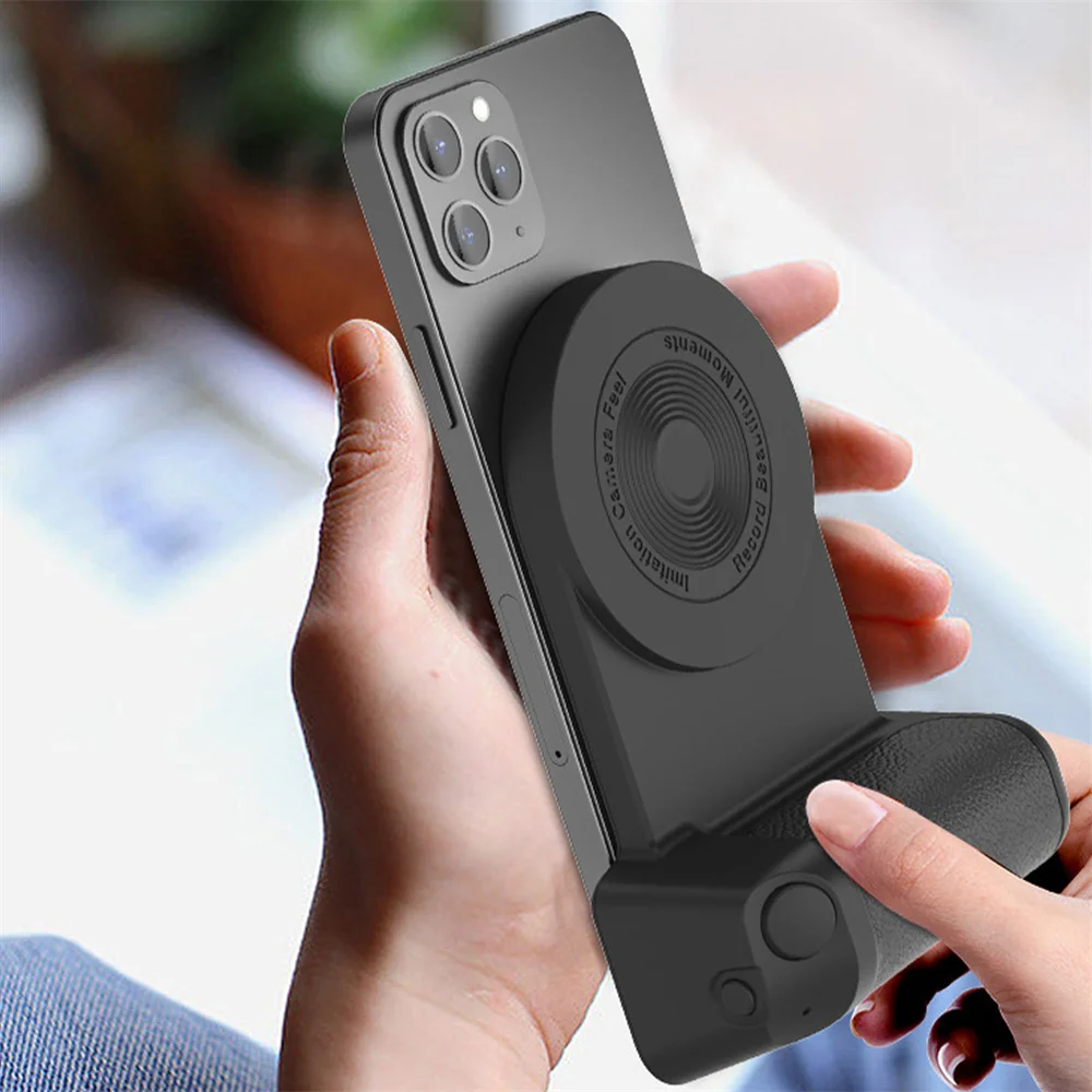 Magnetic Phone Holder Bracket with Mag-safe Wireless Charger Bluetooth Mobile Phone Anti-shake Selfie Phone Grip for Android IOS