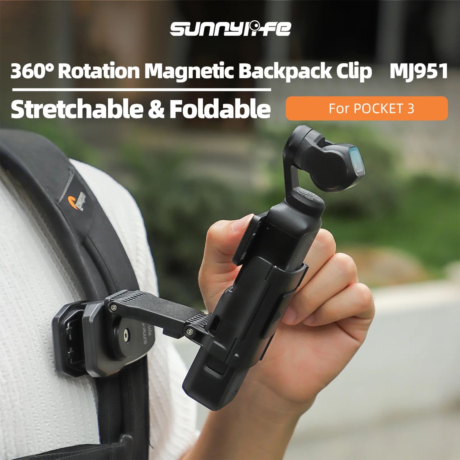 Backpack Mount Clip Black For DJI OSMO Pocket 3 Magnetic Mounts 360 ...