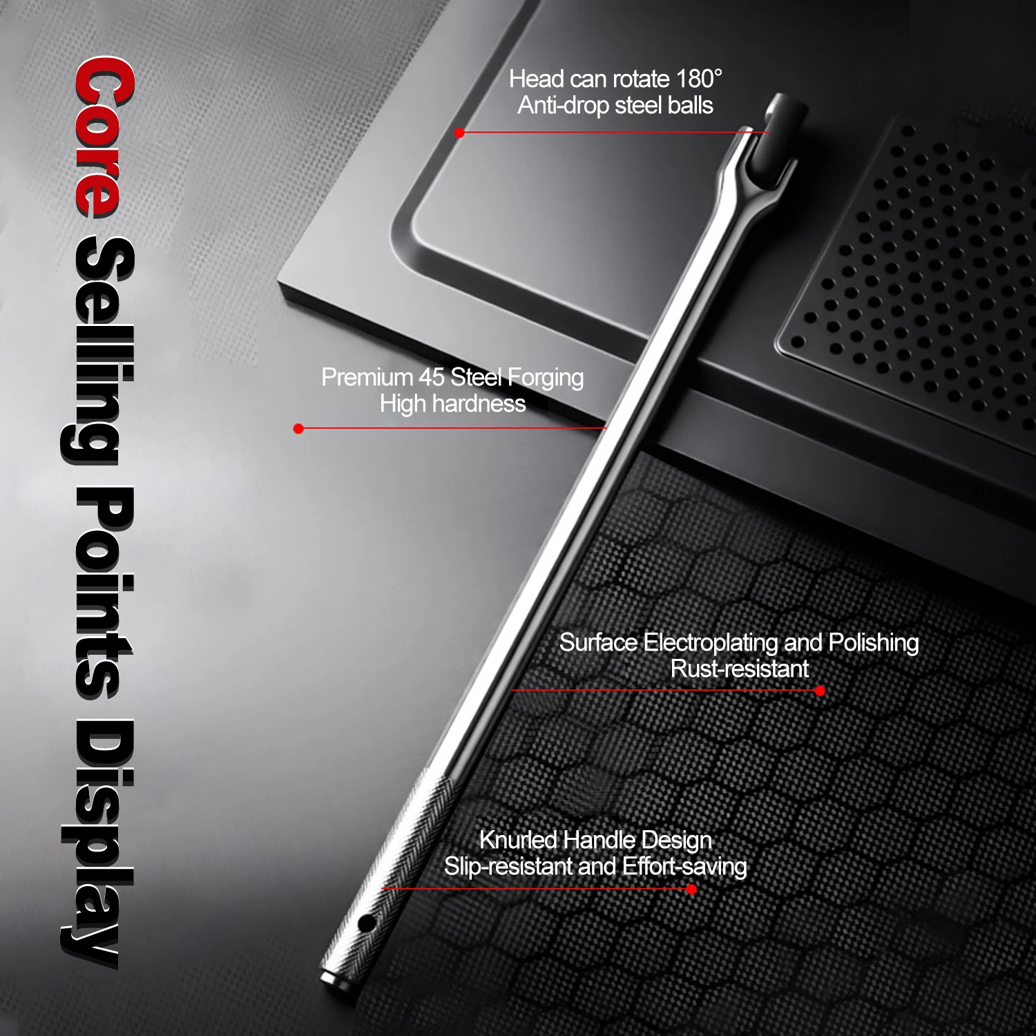 1/2'' F Rod Wrench Socket 15/18'' Torque Wrench Long Force Bar Activity Head Strong Lever Steering Handle Repair Tool