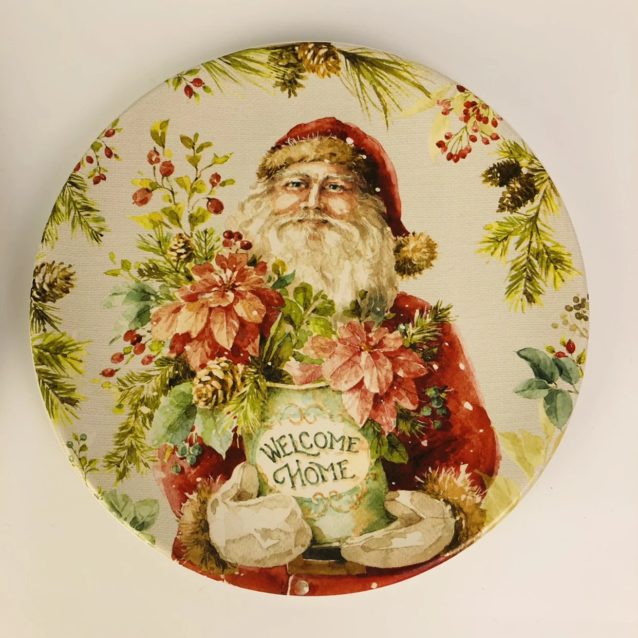 

Ceramic 8.5 Inch Santa Claus Plate, Ceramic Underglaze Color Disc, Decorative Christmas Gift Plate