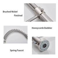 Spring Brushed Nickel Kitchen Faucet Deck Mounted Mixer Tap 360 Degree Rotation Stream Sprayer Nozzle Kitchen Sink Hot Cold Taps 4